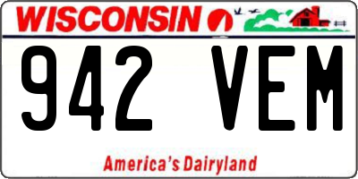WI license plate 942VEM