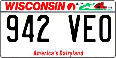 WI license plate 942VEO