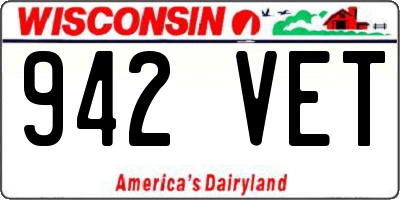 WI license plate 942VET