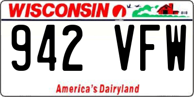 WI license plate 942VFW