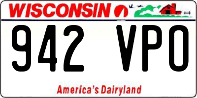 WI license plate 942VPO