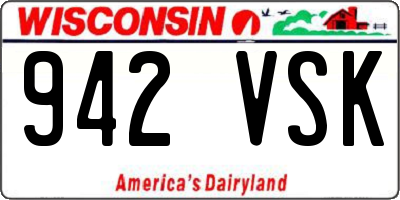 WI license plate 942VSK