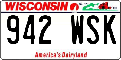 WI license plate 942WSK