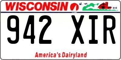 WI license plate 942XIR