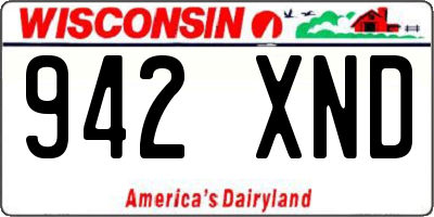 WI license plate 942XND