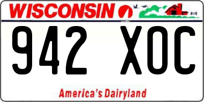 WI license plate 942XOC
