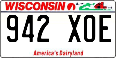 WI license plate 942XOE
