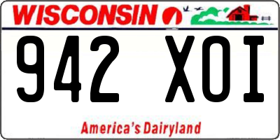 WI license plate 942XOI