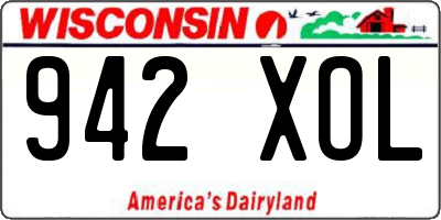 WI license plate 942XOL
