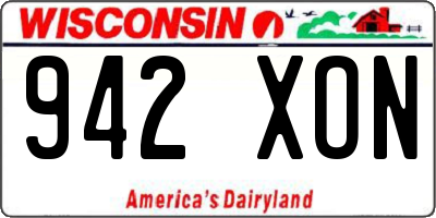 WI license plate 942XON
