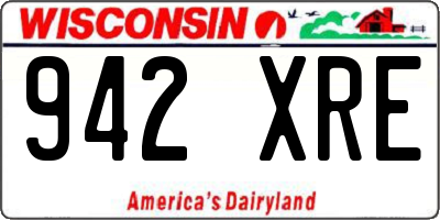 WI license plate 942XRE