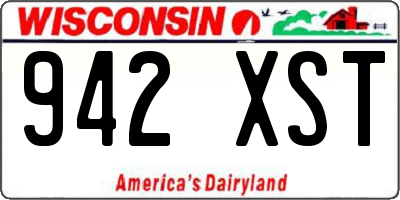 WI license plate 942XST