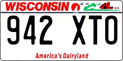 WI license plate 942XTO