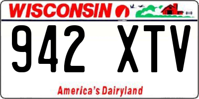 WI license plate 942XTV