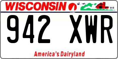 WI license plate 942XWR