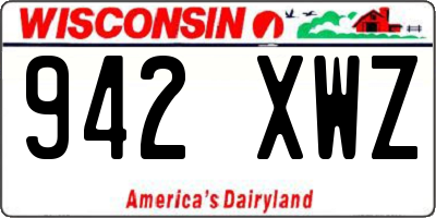 WI license plate 942XWZ