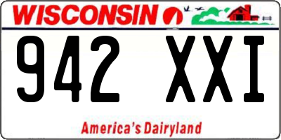 WI license plate 942XXI