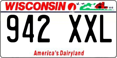 WI license plate 942XXL