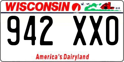 WI license plate 942XXO