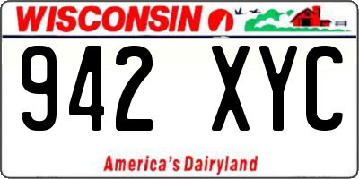 WI license plate 942XYC