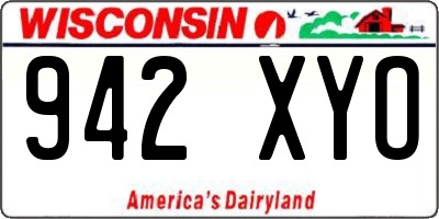 WI license plate 942XYO