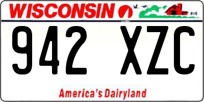WI license plate 942XZC