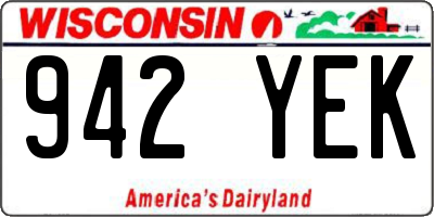 WI license plate 942YEK