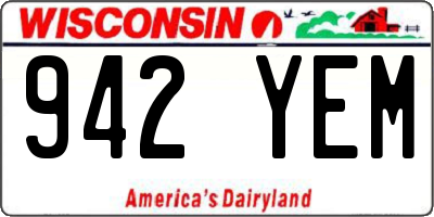 WI license plate 942YEM