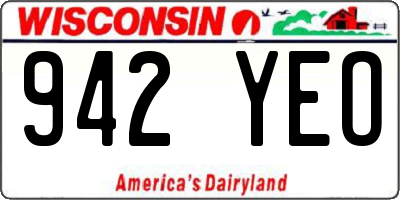WI license plate 942YEO