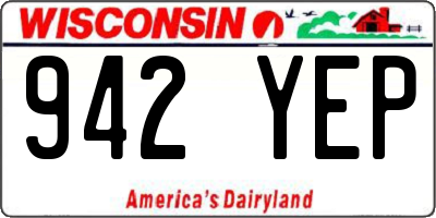 WI license plate 942YEP