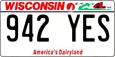 WI license plate 942YES