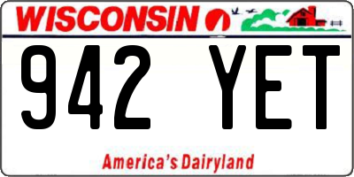 WI license plate 942YET