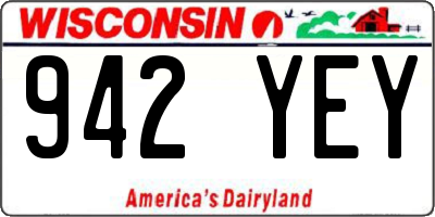 WI license plate 942YEY