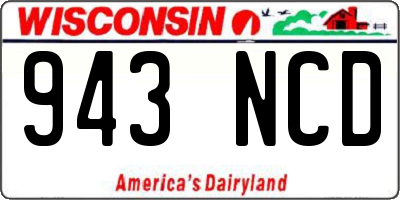 WI license plate 943NCD