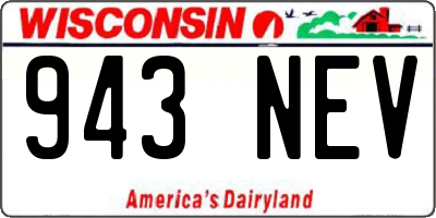 WI license plate 943NEV