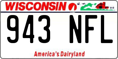WI license plate 943NFL