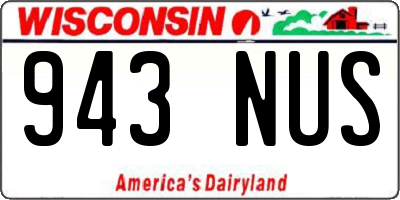 WI license plate 943NUS