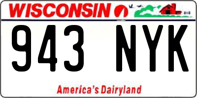 WI license plate 943NYK