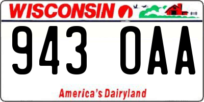 WI license plate 943OAA