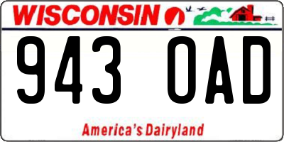 WI license plate 943OAD