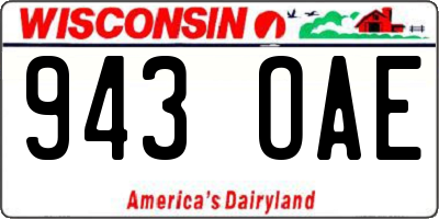 WI license plate 943OAE