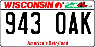 WI license plate 943OAK