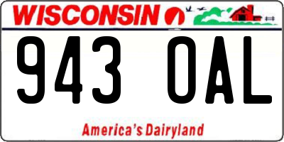 WI license plate 943OAL