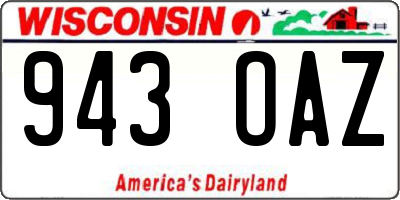 WI license plate 943OAZ