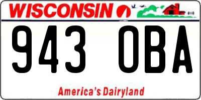 WI license plate 943OBA