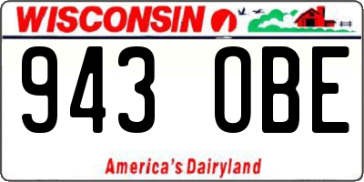 WI license plate 943OBE