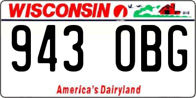 WI license plate 943OBG