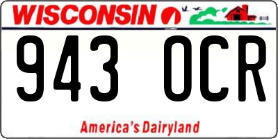 WI license plate 943OCR