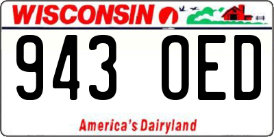 WI license plate 943OED