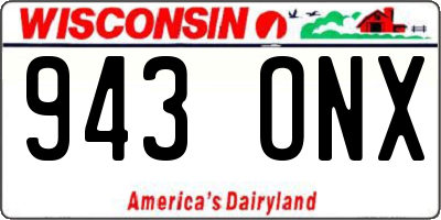 WI license plate 943ONX